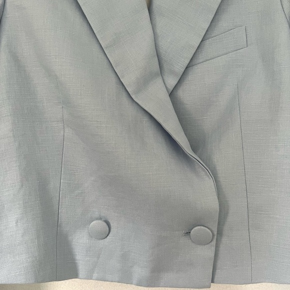 Zara short crop linen light blue blazer size xs - Picture 8 of 8